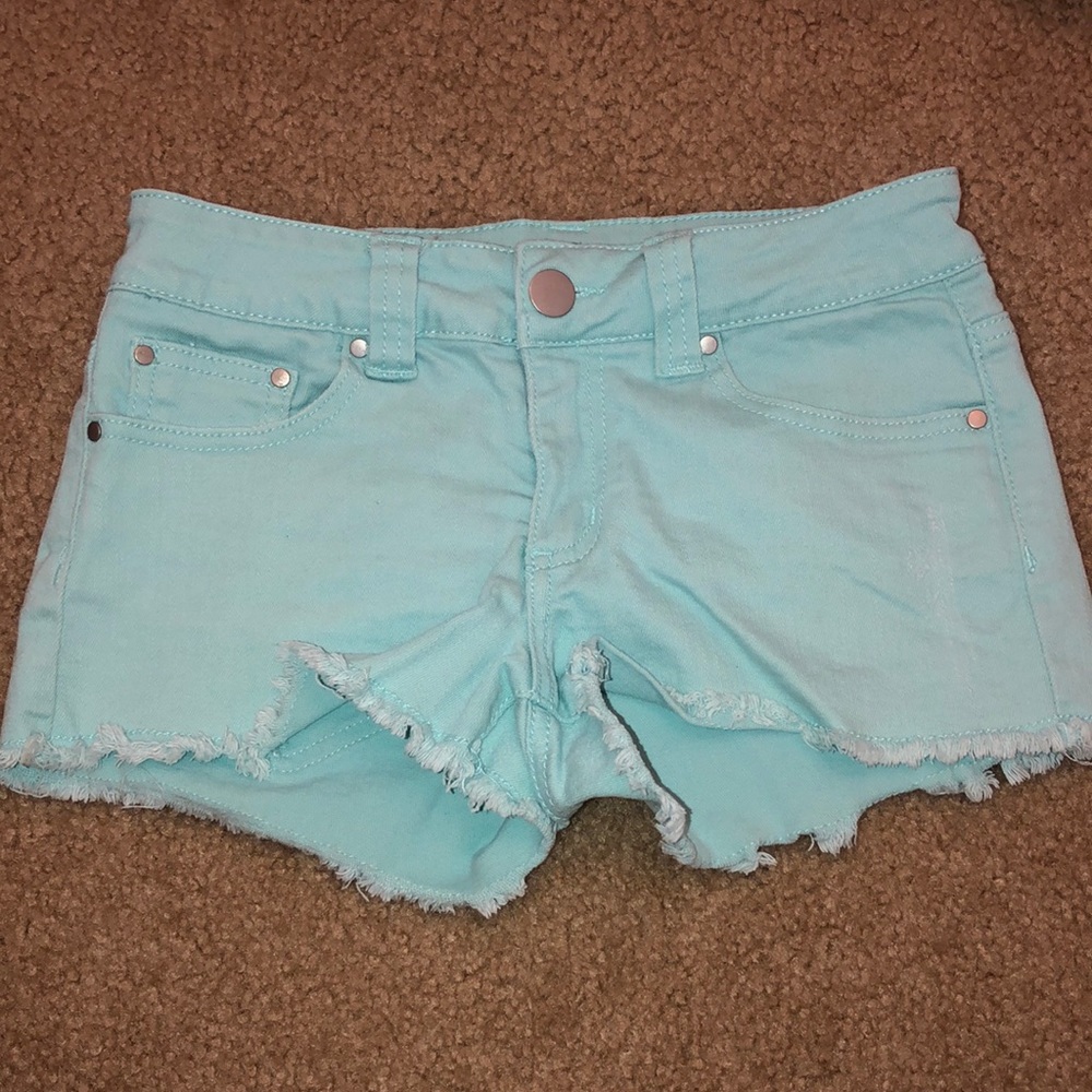 Mint cut off jean shorts